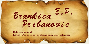 Brankica Pribanović vizit kartica